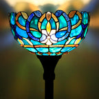 Tiffany Floor Lamp Stained Glass 12x12x70 Inch Amber