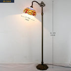 Tiffany Floor Lamp Stained Glass Dragonfly Arched