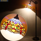 Tiffany Floor Lamp Stained Glass Dragonfly Arched