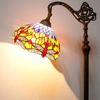Tiffany Floor Lamp Stained Glass Dragonfly Arched
