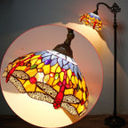 Tiffany Floor Lamp Stained Glass Dragonfly Arched