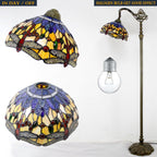 Tiffany Floor Lamp Stained Glass Dragonfly Arched