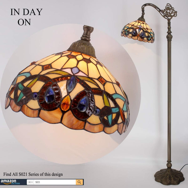 Tiffany Floor Lamp Stained Glass Serenity Victorian Arched