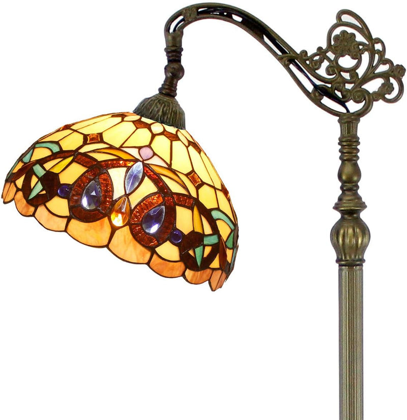 Tiffany Floor Lamp Stained Glass Serenity Victorian Arched