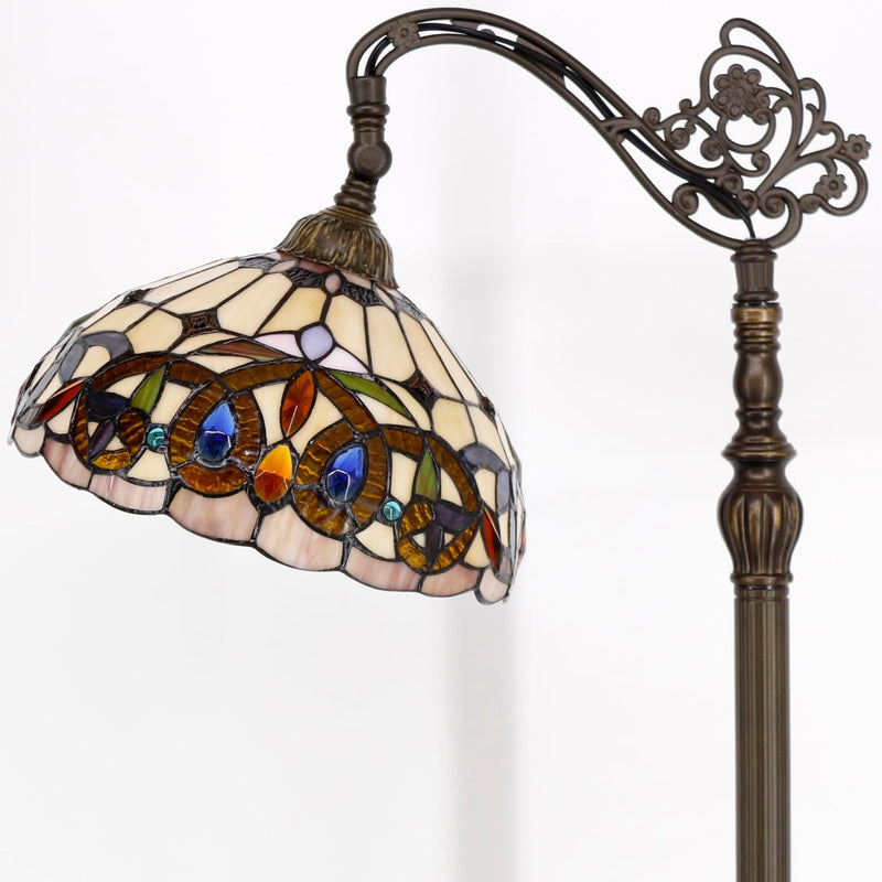 Tiffany Floor Lamp Stained Glass Serenity Victorian Arched