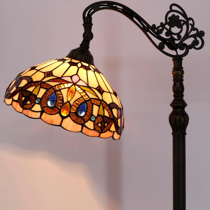 Tiffany Floor Lamp Stained Glass Serenity Victorian Arched