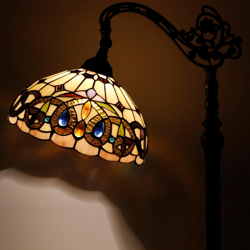 Tiffany Floor Lamp Stained Glass Serenity Victorian Arched