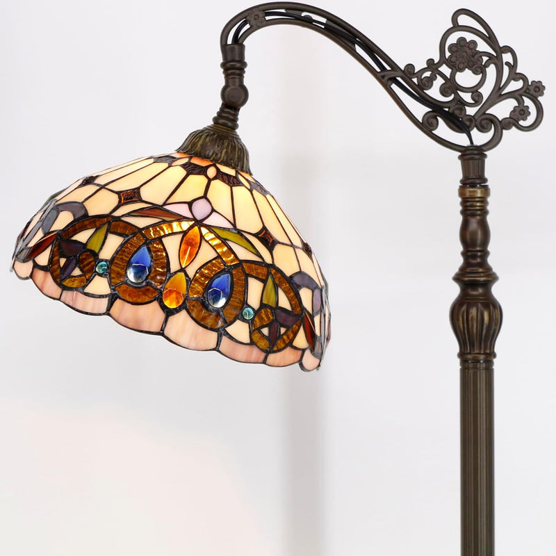 Tiffany Floor Lamp Stained Glass Serenity Victorian Arched