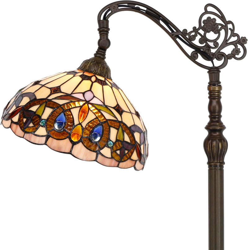 Tiffany Floor Lamp Stained Glass Serenity Victorian Arched
