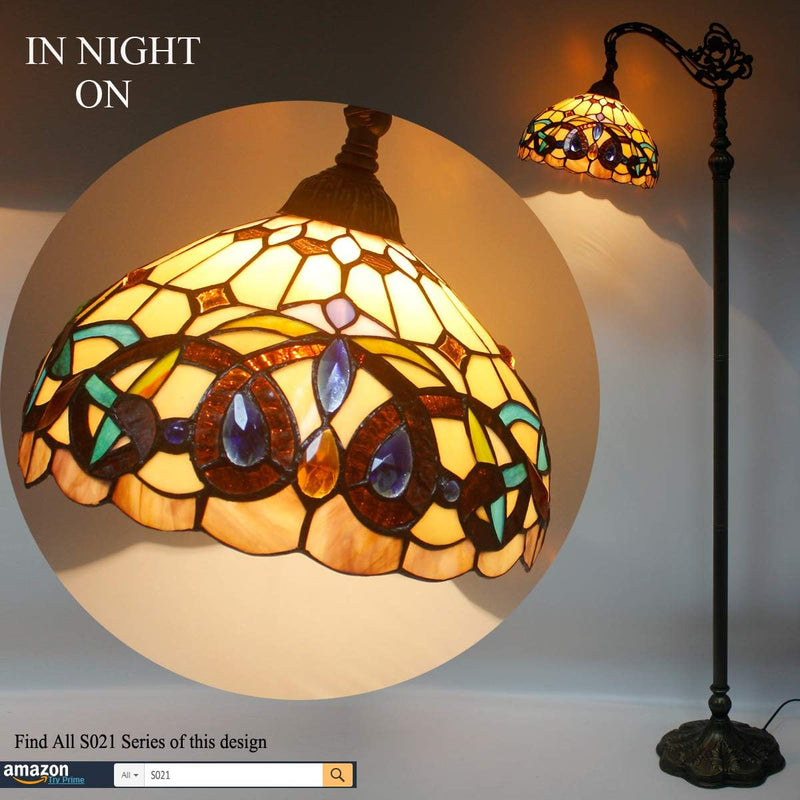 Tiffany Floor Lamp Stained Glass Serenity Victorian Arched