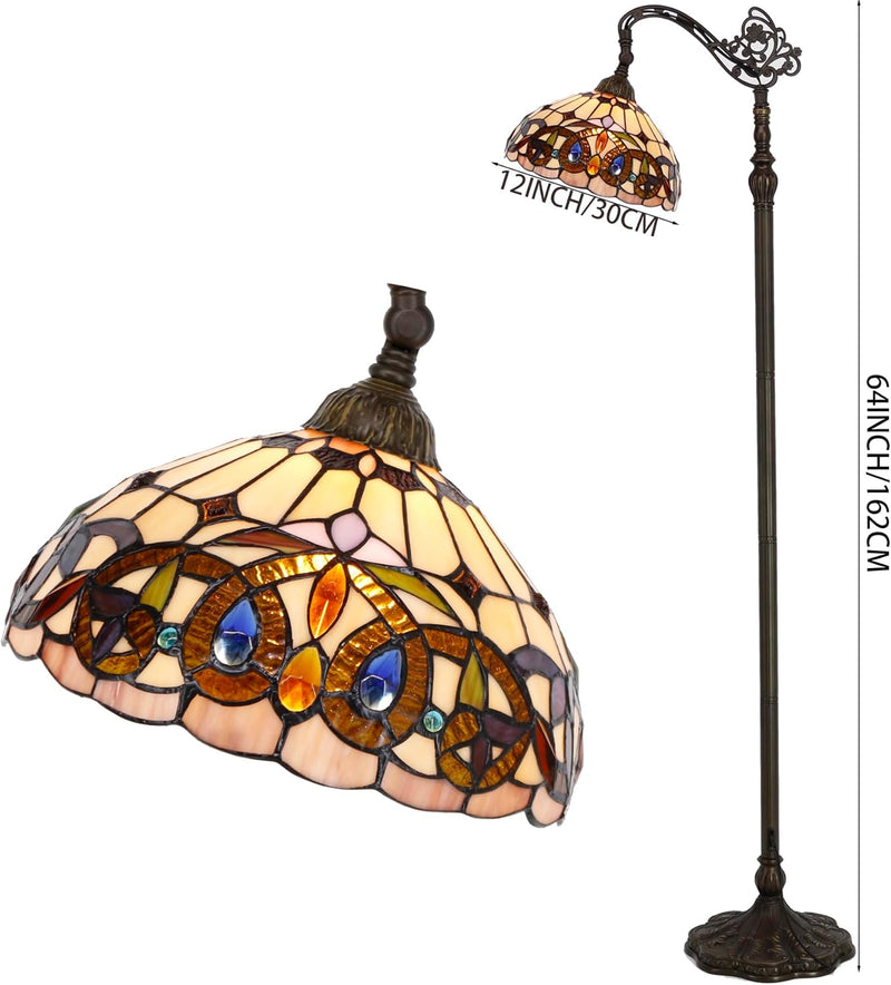 Tiffany Floor Lamp Stained Glass Serenity Victorian Arched