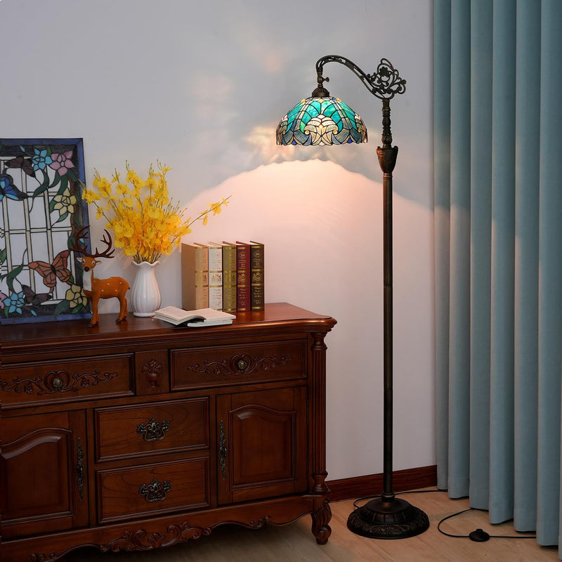 Tiffany Floor Lamp Vintage Standing Dragonfly Stained Glass