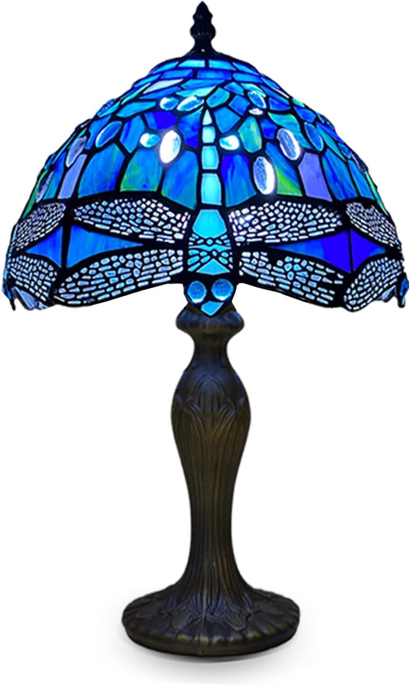 Tiffany Lamp 10 Inch Sapphire Dragonfly Stained Glass