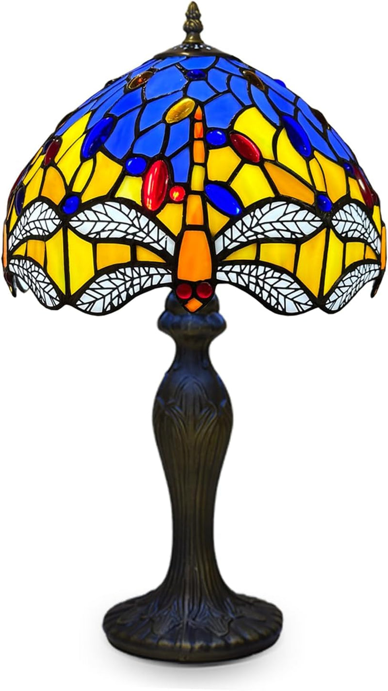 Tiffany Lamp 10 Inch Sapphire Dragonfly Stained Glass