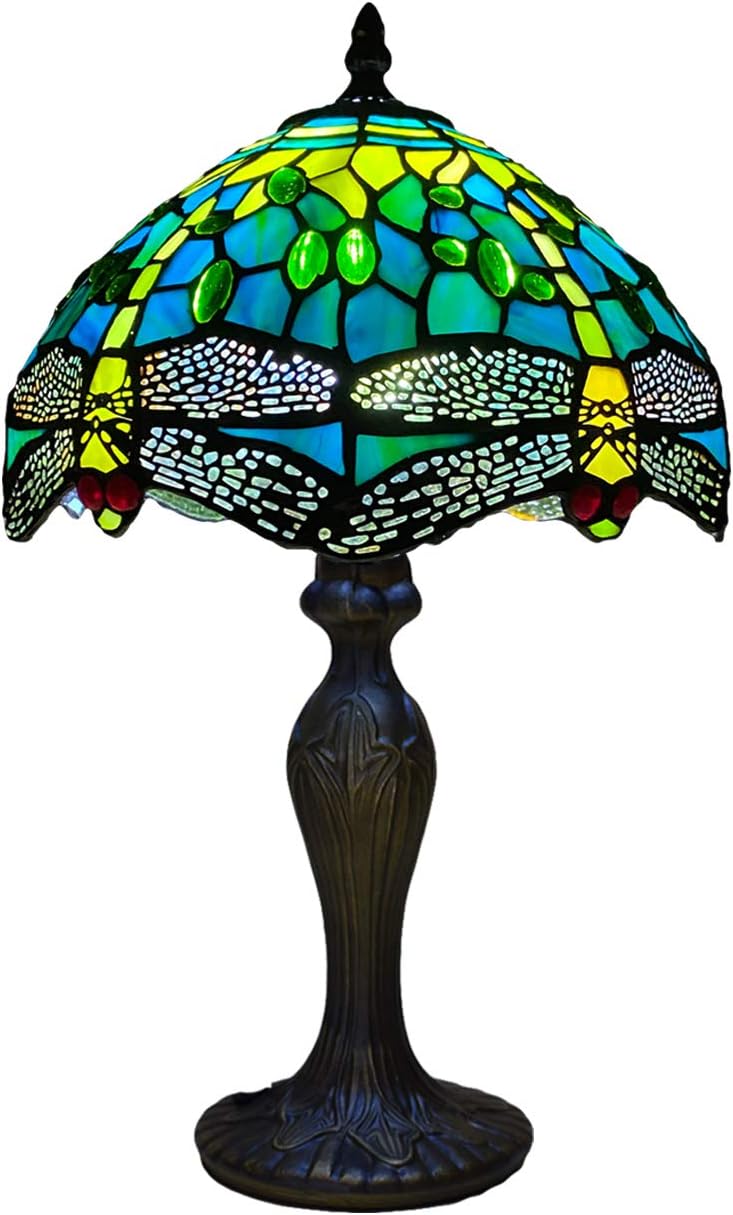 Tiffany Lamp 10 Inch Sapphire Dragonfly Stained Glass