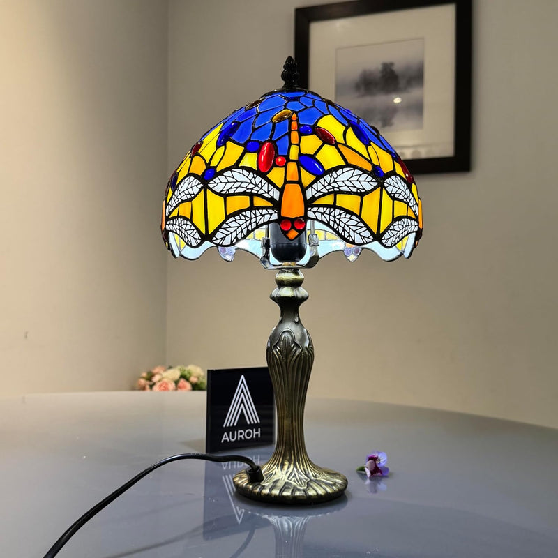 Tiffany Lamp 10 Inch Sapphire Dragonfly Stained Glass