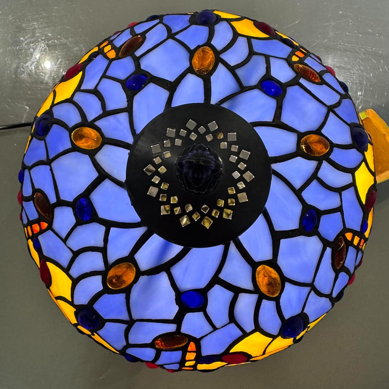Tiffany Lamp 10 Inch Sapphire Dragonfly Stained Glass