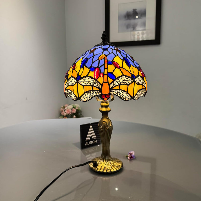Tiffany Lamp 10 Inch Sapphire Dragonfly Stained Glass