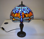 Tiffany Lamp 10 Inch Sapphire Dragonfly Stained Glass