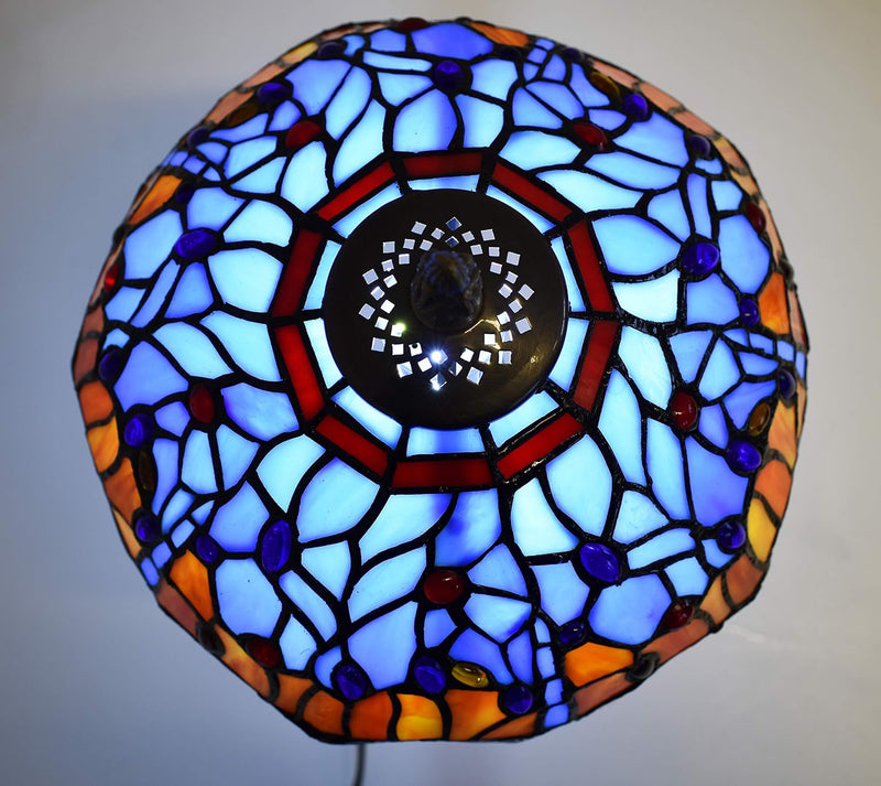 Tiffany Lamp 10 Inch Sapphire Dragonfly Stained Glass