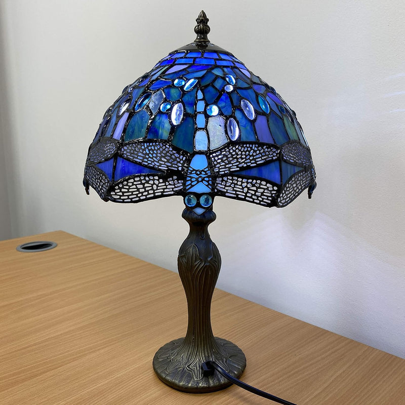 Tiffany Lamp 10 Inch Sapphire Dragonfly Stained Glass