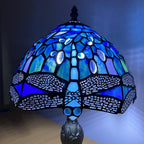 Tiffany Lamp 10 Inch Sapphire Dragonfly Stained Glass
