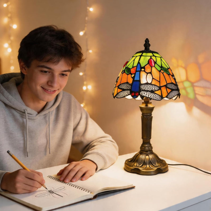 Tiffany Style Table Lamp 6.5" Sunflower Stained Glass