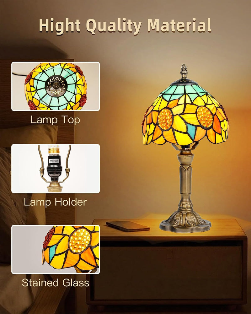 Tiffany Style Table Lamp 6.5" Sunflower Stained Glass