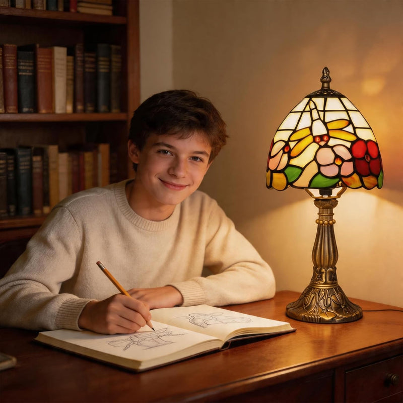 Tiffany Style Table Lamp 6.5" Sunflower Stained Glass