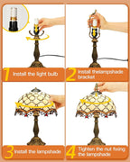 Tiffany Lamp 12 Inches Amber Stained Glass Bead