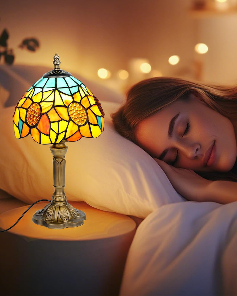 Tiffany Style Table Lamp 6.5" Sunflower Stained Glass
