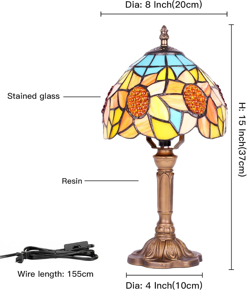 Tiffany Style Table Lamp 6.5" Sunflower Stained Glass