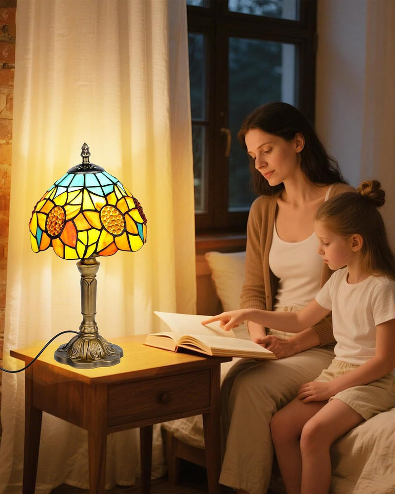Tiffany Style Table Lamp 6.5" Sunflower Stained Glass
