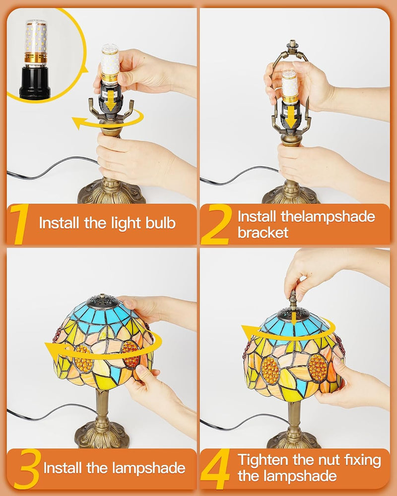 Tiffany Style Table Lamp 6.5" Sunflower Stained Glass
