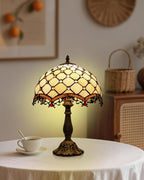 Tiffany Lamp 12 Inches Amber Stained Glass Bead