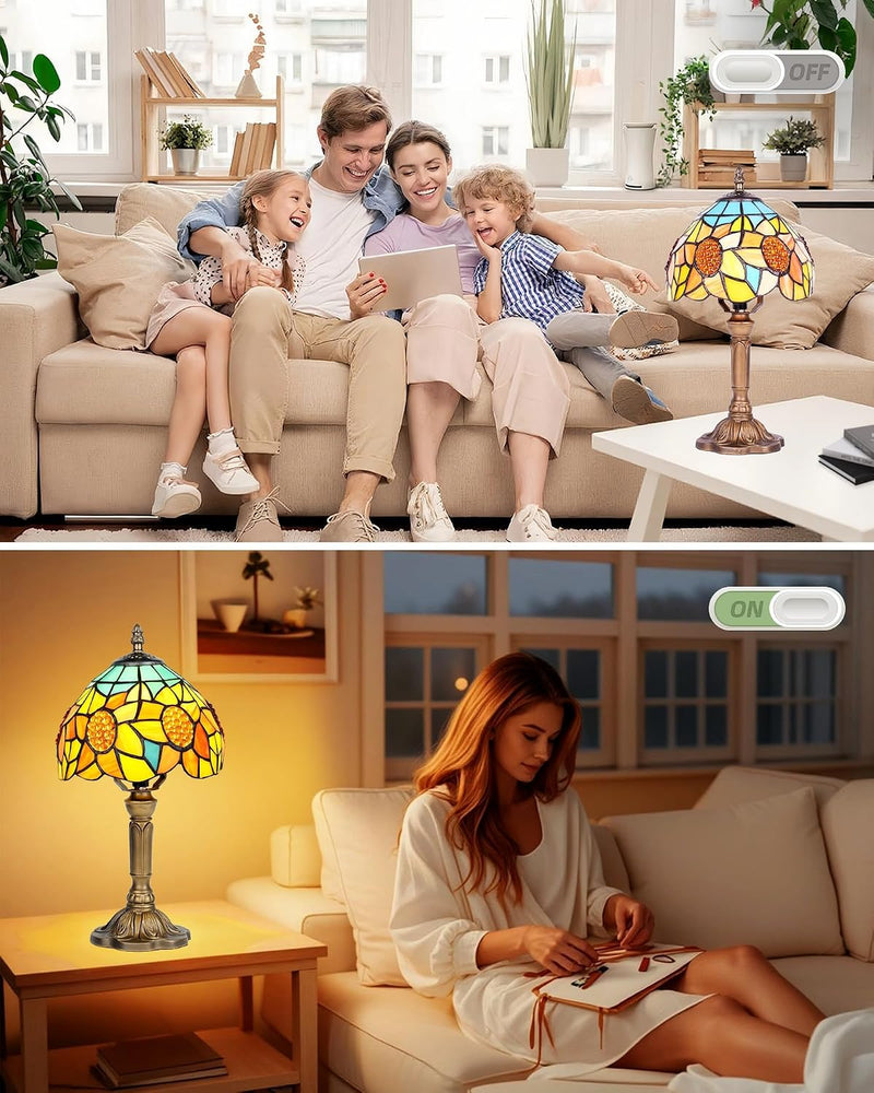 Tiffany Style Table Lamp 6.5" Sunflower Stained Glass