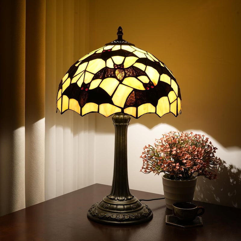 Tiffany Lamp Bat Style Stained Glass Table Vintage