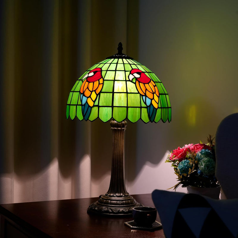 Tiffany Lamp Bat Style Stained Glass Table Vintage