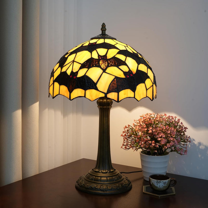 Tiffany Lamp Bat Style Stained Glass Table Vintage