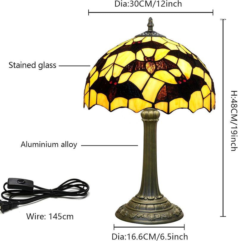 Tiffany Lamp Bat Style Stained Glass Table Vintage