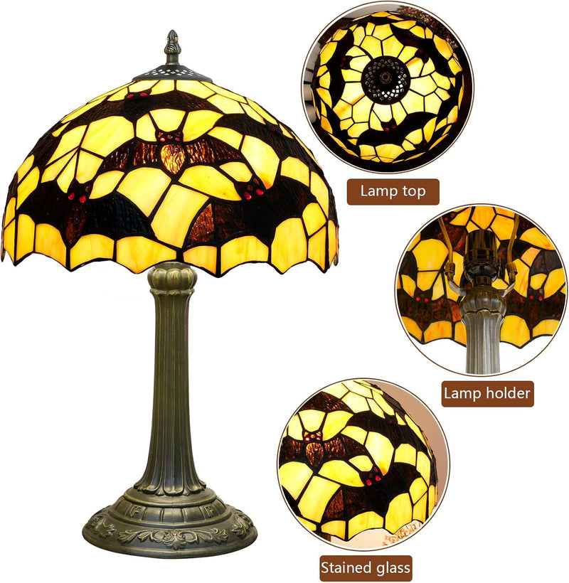 Tiffany Lamp Bat Style Stained Glass Table Vintage