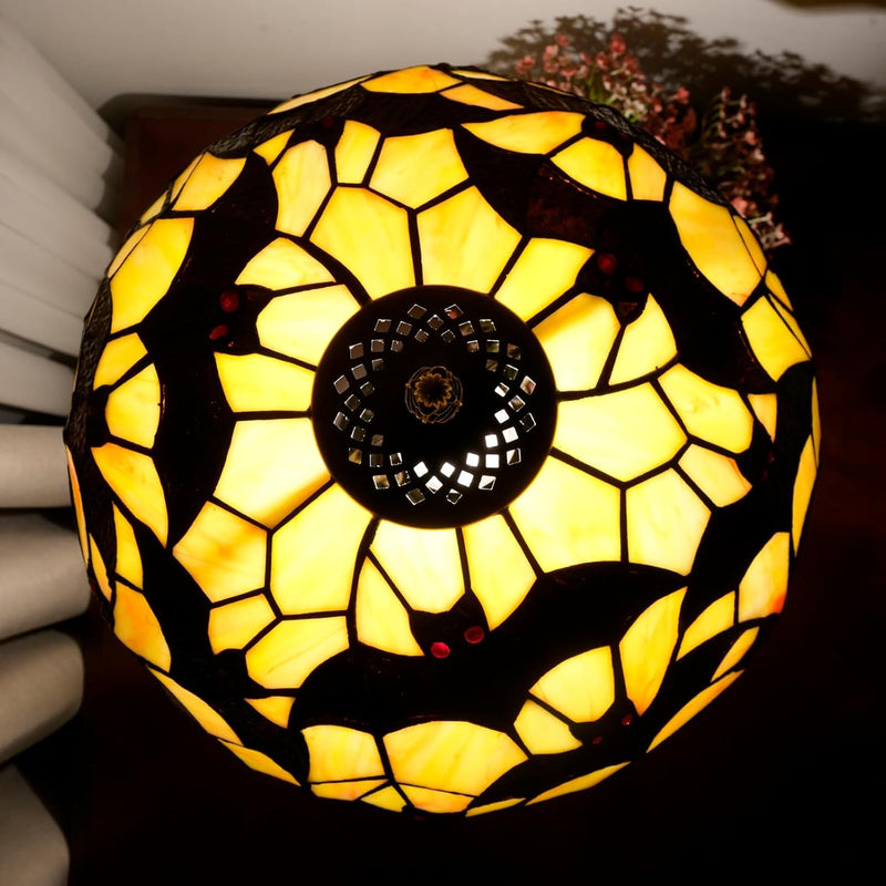 Tiffany Lamp Bat Style Stained Glass Table Vintage