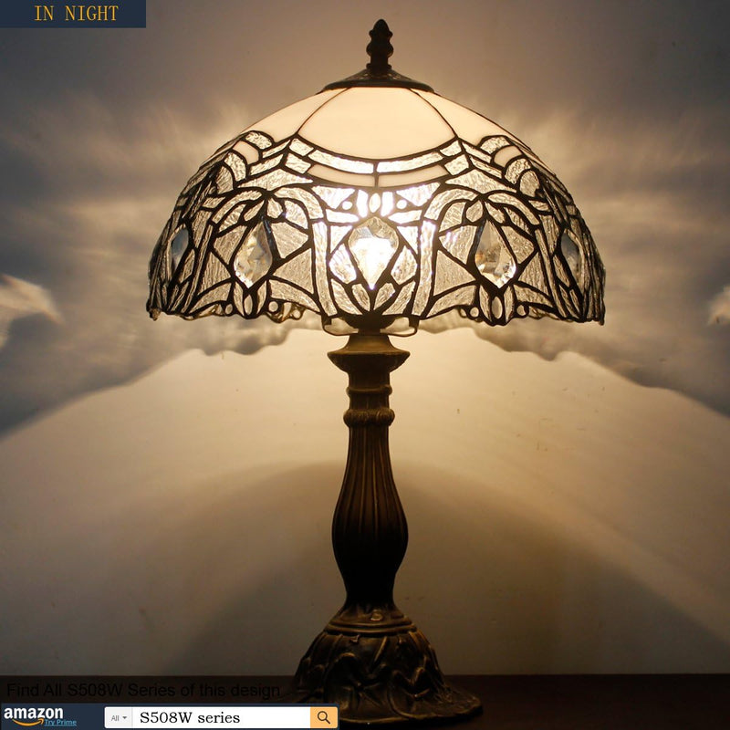 Tiffany Lamp Bent Stained Glass Bedside Table Reading