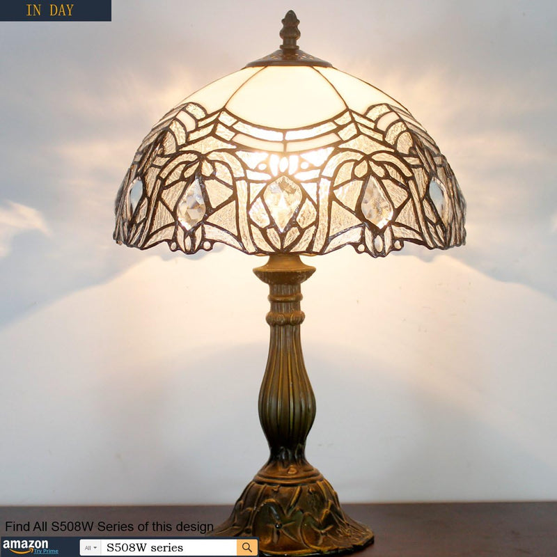 Tiffany Lamp Bent Stained Glass Bedside Table Reading
