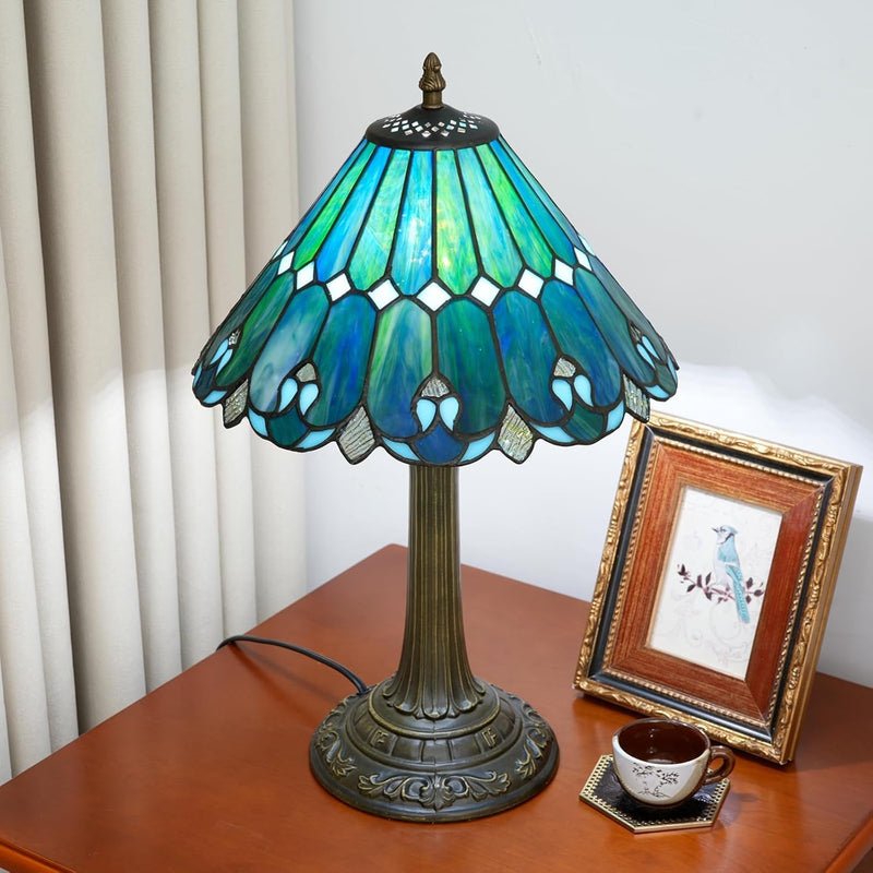 Tiffany Lamp Dragonfly Stained Glass Table 12x12x18 Inches