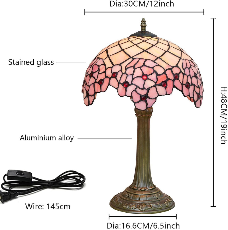 Tiffany Lamp Dragonfly Stained Glass Table 12x12x18 Inches