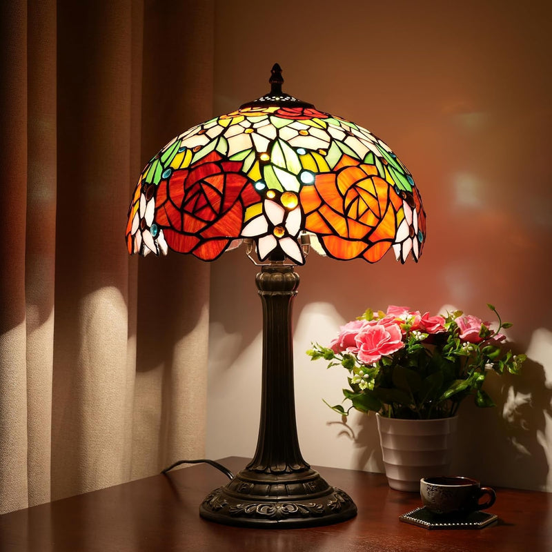 Tiffany Lamp Dragonfly Stained Glass Table 12x12x18 Inches