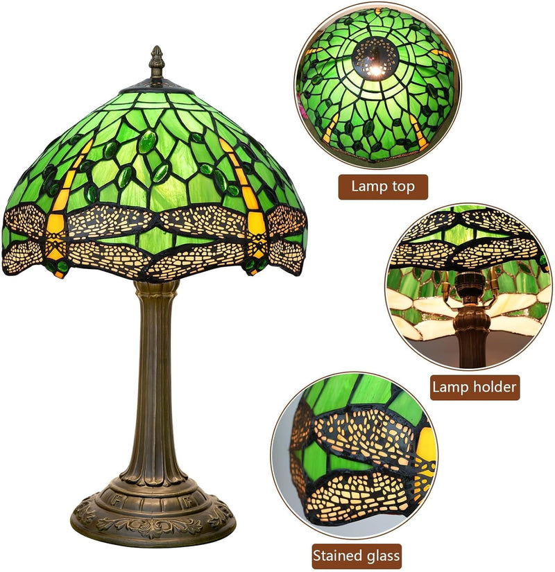Tiffany Lamp Dragonfly Stained Glass Table 12x12x18 Inches