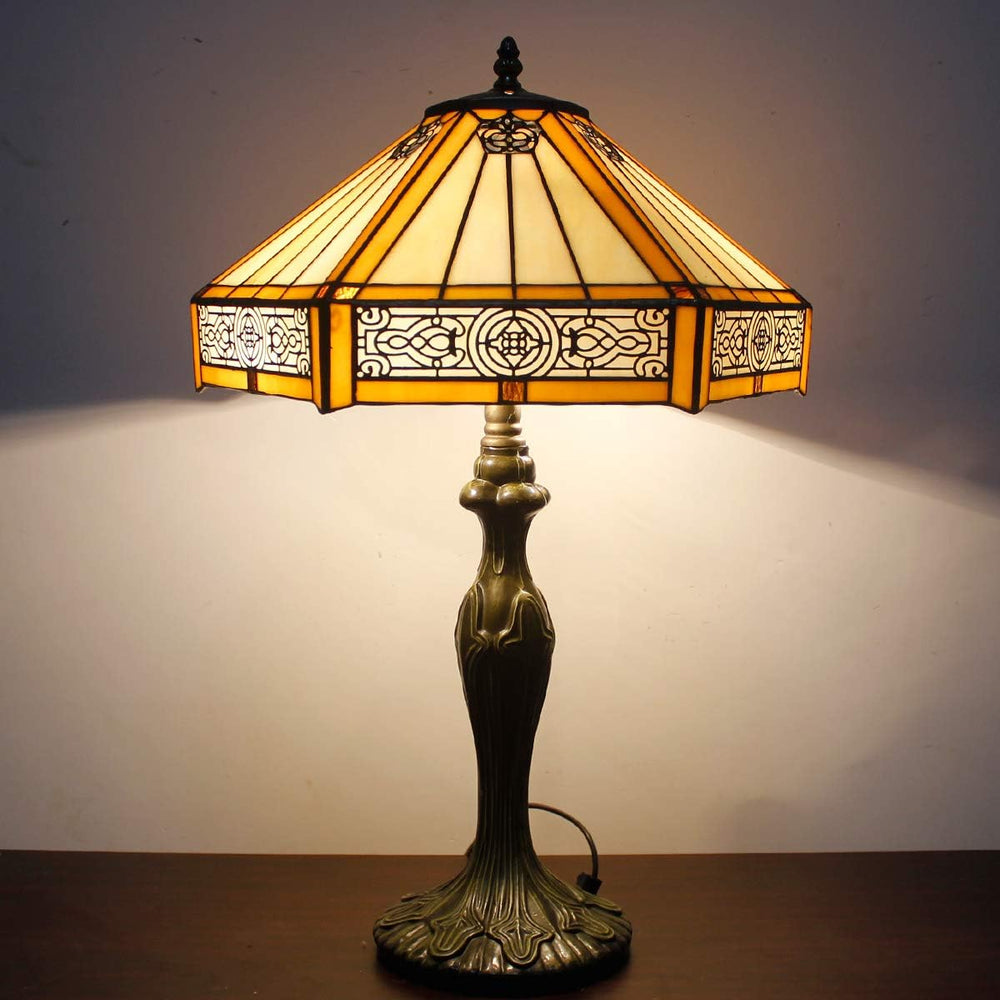 Tiffany Lamp Hexagon Stained Glass Mission Style End