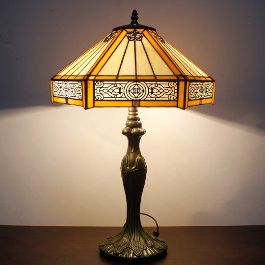 Tiffany Lamp Hexagon Stained Glass Mission Style End